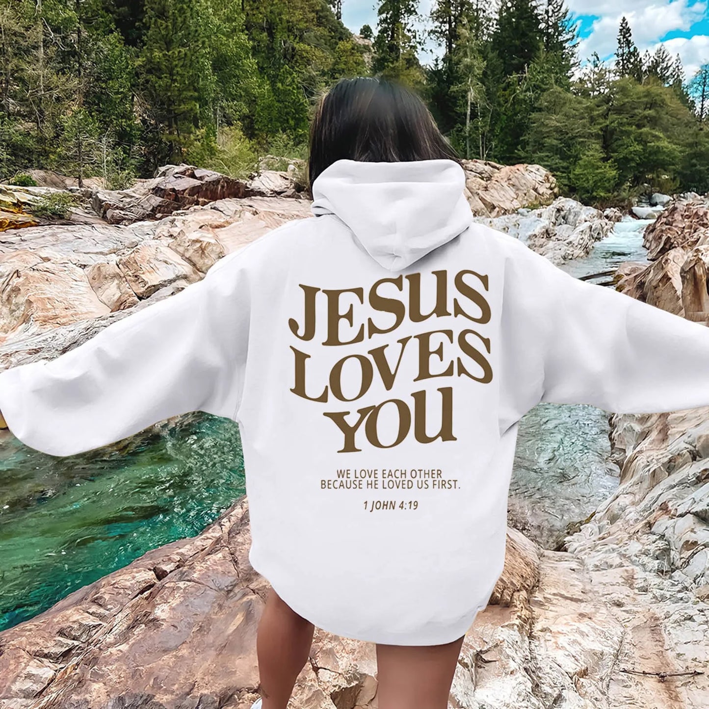 Jesus Loves You Oversized Graphic Hoodie