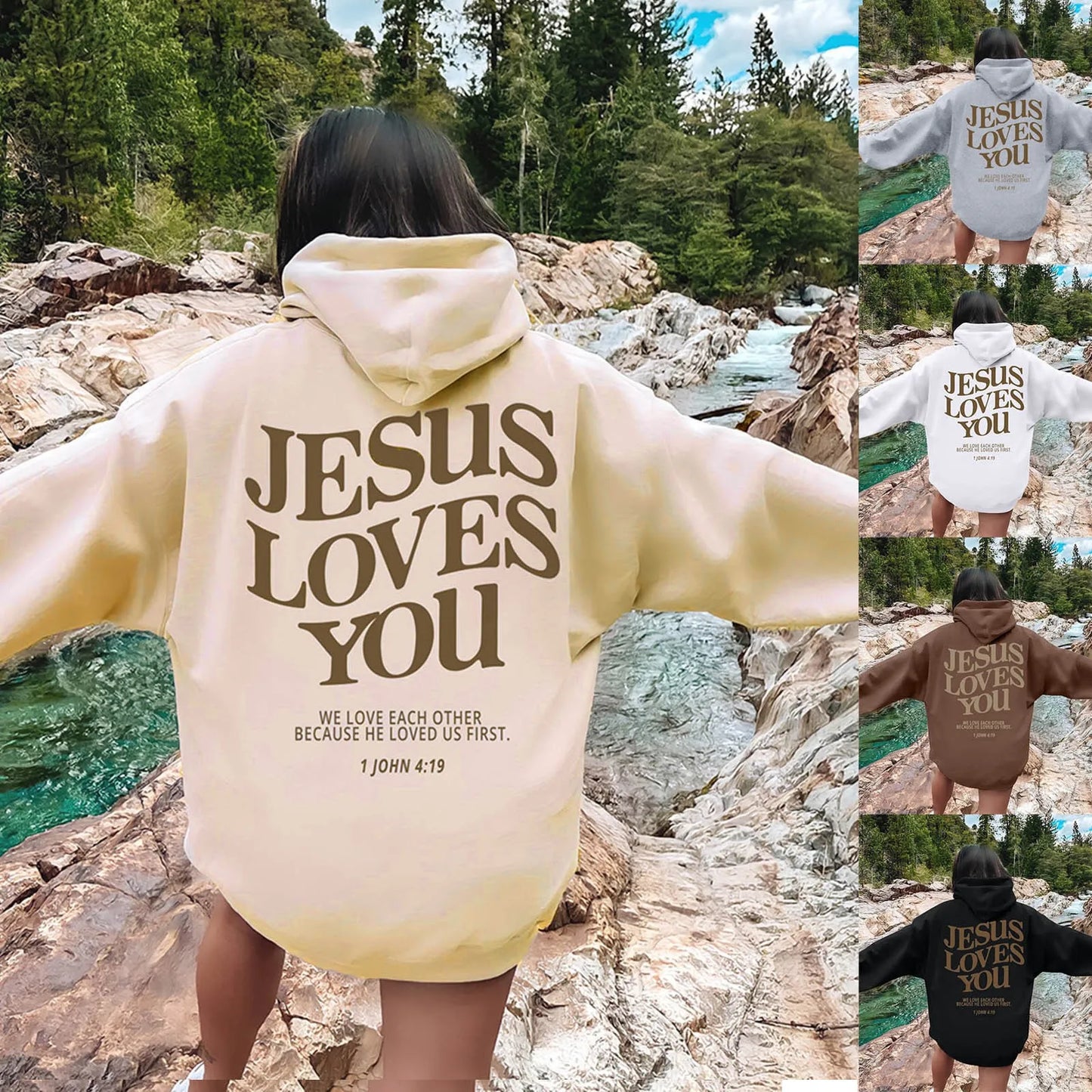 Jesus Loves You Oversized Graphic Hoodie