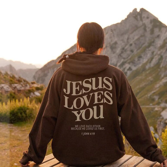 Jesus Loves You Oversized Graphic Hoodie